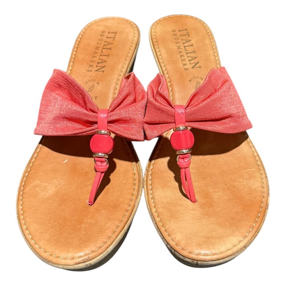 Italian Shoemakers Pink Bow Slide Sandals Women’s 9.5 Casual Summer Flip Flops - Picture 4 of 10